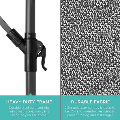 Best Choice Products 10ft Offset Cantilever Hanging Market Patio Umbrella, 8 Sturdy Ribs, Easy Adjustment - Fog Gray