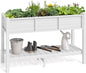 YITAHOME 48x18x30in Raised Garden Bed HDPE, Weather-Resistant Poly Lumber Planter Box with Legs & Storage Shelf, Elevated Garden Bed for Yard, Garden, Balcony - White
