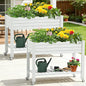 YITAHOME 43.3x17.7x34 in Elevated Garden Bed 2pcs, Outdoor Plastic Planter Box with Wheels, Legs, Drain Plug, and Storage Shelf for Plants, Vegetables, Flowers, Herbs, Grayish-White