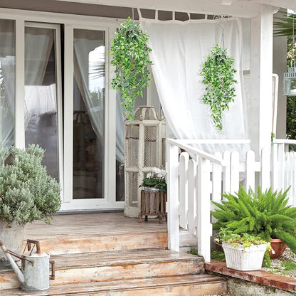 Whonline 3 Pack Artificial Hanging Plants Fake Plants with Pots for House Bedroom Wall Garden Decor