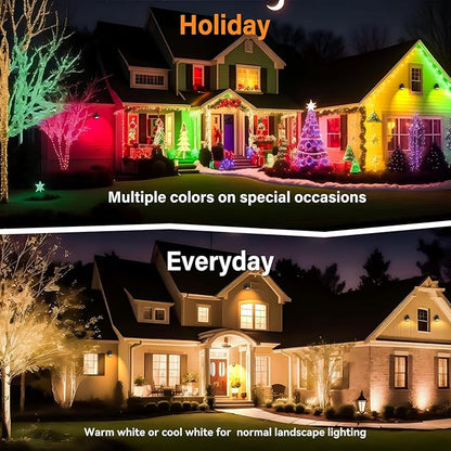 5W RGBW Landscape Lights, 16 Color Changing Spotlight 110V 120V Outdoor Landscape Lighting with Remote for Yard Garden Pathway(2 Pack with Base and Stake)