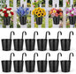 HowRU Hanging Flower Pots, Railing Planter Box for Outdoor Plants 12 Pack 5 Inch Metal Hanging Planters with Detachable Hooks Balcony Window Fence Garden Decoration Flower Boxes (Black)