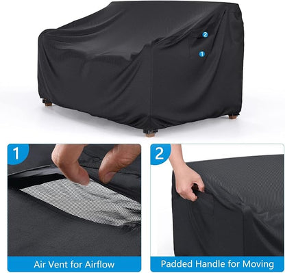 Sofa Cover, Black Oxford Waterproof 3-Seater Patio Cover with Air Vent