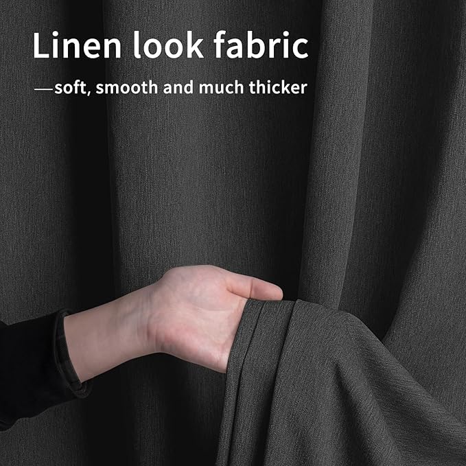 Easy-Going Linen Look Outdoor Curtains Waterproof Windproof Porch Curtains, Soft Thicken Outdoor Privacy Curtains for Patio, Gazebo, Grommet Top and Tab Bottom Drape, 1 Panel, 54x84 inch, Black