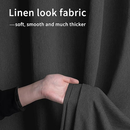 Easy-Going Linen Look Outdoor Curtains Waterproof Windproof Porch Curtains, Soft Thicken Outdoor Privacy Curtains for Patio, Gazebo, Grommet Top and Tab Bottom Drape, 1 Panel, 54x120 inch, Black