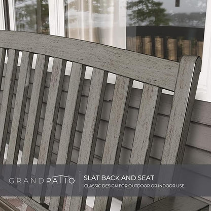 Grand patio Farmhouse Outdoor Bench, Garden Benches with Anti-Rust Aluminum, Faux Wood Grain Finish Frame Patio Bench for Front Porch, Weathered Gray