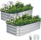 3 in 1 Galvanized Raised Garden Bed - 4x2x1ft (2Packs) Modular Planter Box Outdoor | Metal Raised Bed Kit with Bracing Rods for Gardening Vegetables Flowers Fruits Herbs (Silver)