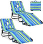 GYMAX Tanning Chair, 350lbs Beach Lounge Chair with Face Hole, Washable Pillow & Carry Strap, Adjustable Folding Chaise Lounge, Layout Lounger for Outside, Patio, Poolside, Lawn (2, Stripe)