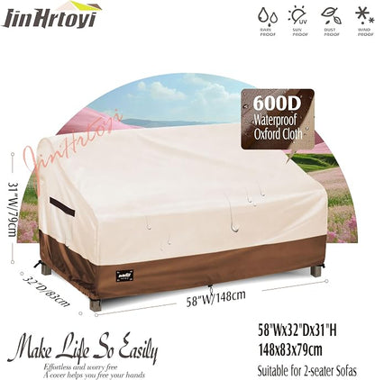 JinHrtoyi 2-Seater Patio Loveseat Cover, 58Wx32Dx31H inches Outdoor Furniture - Image 2