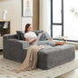 Garvee 50" Oversized Chaise Lounge Indoor Boneless Couch with 3 Pillows Corduroy Sofa Bed, Comfy Sleeper Chair for Living Room Bedroom Reading Chair No Assembly Required, Grey