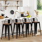 WENTMENT Metal Bar Stools Set of 4 Counter Height Barstools with Removable Back 24" Kitchen Bar Stools with Wooden Seat, Black