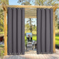 NICETOWN Outdoor Curtain Sunblock with Silver Rustproof Grommets Top and Bottom, Windproof Thermal Insulated Blackout Outdoor Curtain/Drape Protect Privacy for Patio, Single Piece, W52 x L95, Grey