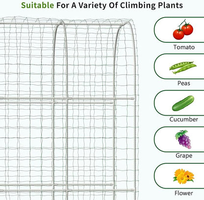 DoCred 3 in 1 Raised Garden Bed with 87in Tall Arch Trellis for Climbing Plants, Galvanized Planter Garden Box Outdoor for Gardening, Climbing Vegetables, Flower, Green