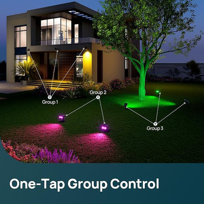 Linkind Smart Solar Spot Lights Outdoor SL5C, Solar Lights Outdoor Spotlight Cool/Warm White/Color Changing, APP/Voice Control IP67 Landscape Lighting for Yard, Garden, Pathway(8 Pack)