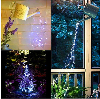 ZNYCYE Solar Waterfall Fairy Bunch Lights Outdoor Waterproof 200LEDs 8 Modes Watering Can Light (NO CAN), Solar Powered String Lights Firefly Vine Garden Decorations Gardening Gifts for Mom