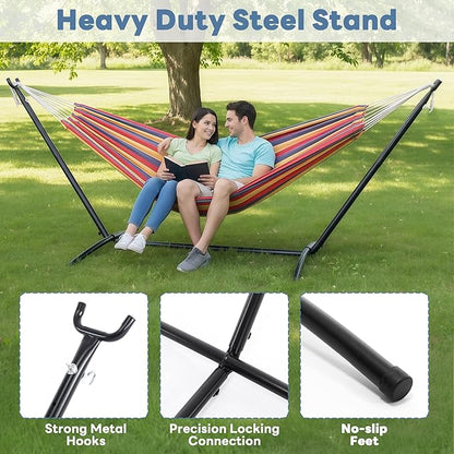 DUMOS Hammock Stand Only, Heavy Duty Hammock Stands for Double 2 Person, Portable Steel Stand for Outside Garden Backyard Patio Pool Beach with Carrying Case