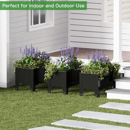 Elevated Metal Planter Box Stand Heavy Duty Raised Garden Bed for Vegetables Flowers Herbs Indoor Outdoor Use, Charcoal