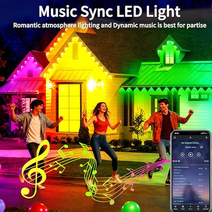 100FT Permanent Outdoor Lights Waterproof Smart LED RGB Light with App/Remote Control, Music Sync & DIY Scenes, Permanent Christmas Lights for House Roof, Parties & Daily Decor