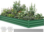 YITAHOME 144x48x12 in Galvanized Raised Garden Bed Kit, Large Metal Planter Box with Gloves, Safety Rubber & Support Rod, Outdoor Flower Bed for Plants Vegetables, Green