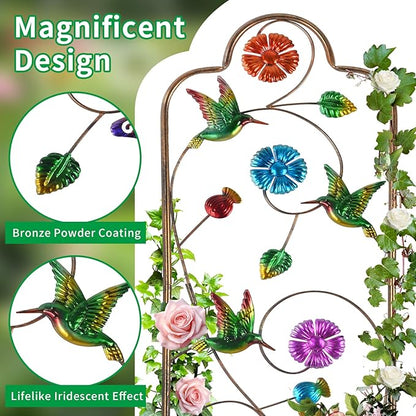 2 Pack Metal Garden Trellis Arched Fence Trellises for Climbing Plants Outdoor, Roses, Vines, Flowers, and Vegetables Support, 60'' H x 12'' W, Hummingbird