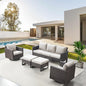 Belord Wicker Patio Furniture 5 Piece Outdoor Sofa Set, Oversize Outdoor Swivel Rocker Chairs with Rattan Ottomans, Conversation Sets Patio Furniture Come with Removable Cushion Beige, Anti-Rust Frame