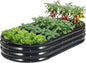 Galvanized Raised Garden Bed Outdoor, 6x3x1ft Oval Metal Raised Beds for Gardening, Rust-Resistant Garden Planter Box for Planting Vegetables, Flowers, Fruits in Backyard, Patio, Lawn(Grey)