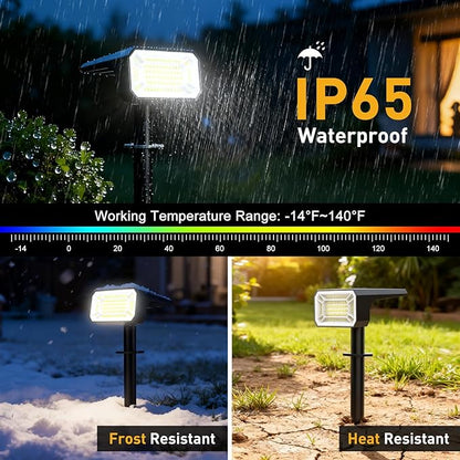 Solar Spot Lights Outdoor Waterproof IP65, [4 Pack/100 LED/4 Modes] 2-in-1 Solar Landscape Spotlights, Auto On/Off High Lumens Spot Lights for Outside Yard Garden Pathway(Cool White)