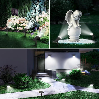 Linkind Solar Lights Outdoor Waterproof IP65, StarRay Dusk-to-Dawn Outdoor Solar Lights, 3 Lighting Modes Solar Spot Lights Outdoor for Garden, Yard, Landscape (Daylight, 4 Pack)