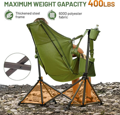 TIMBER RIDGE Hammock Camping Chair, Oversized Swinging Hammock Chair with Adjustable Back and Seat for Outdoor Lawn, Sports, Supports 400lbs, Green