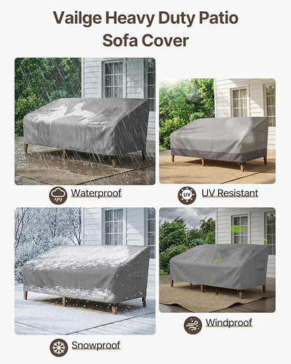 Vailge Heavy Duty Patio Sofa Cover, 100% Waterproof 3-Seater Outdoor Sofa Cover - Image 6