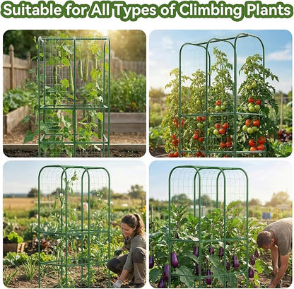 65" Tall Cucumber Trellis for Raised Bed, Garden Trellis for Climbing Plants Outdoor, U-Shape Metal Arch Vegetables Trellis Plant Support for Zucchini Squash Vines
