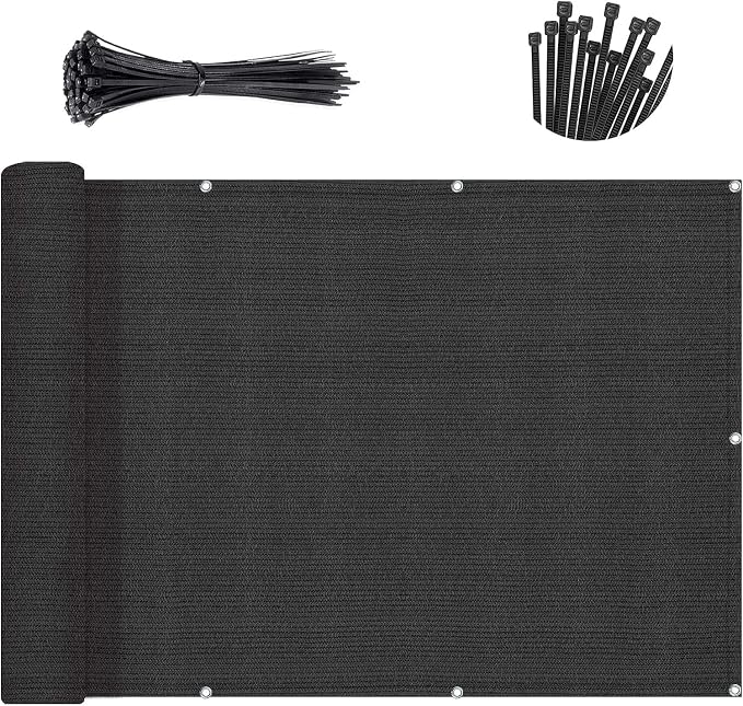 SUNNY GUARD Customized 2'6''x34' Black Balcony Privacy Screen, 90% Shade by SUNNYGUARD