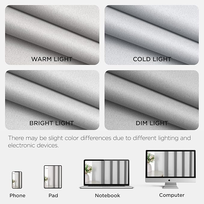 Joydeco Blackout Patio Sliding Door Curtains 90 Inches Long, Grommet Privacy Room Divider Curtains, Extra Wide Thermal Blackout Drapes for Bedroom Living Room (Greyish White, 60Wx90L, 1 Panel)