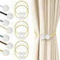 Hion Magnetic Curtain Tiebacks Golden 6 Pack, Curtain Tiebacks Buckles Holdbacks Holders Hooks Clip for Home Bedroom Office Decorative Thick or Thin Curtain