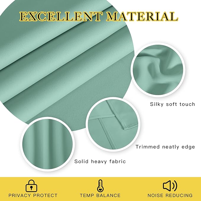 NICETOWN Blackout Room Darkening Window Curtain - Thermal Insulated Solid Grommet Blackout Patio Door Curtain/Drape for Living Room (Aqua Blue, 1 Panel, 52 by 95-inch)