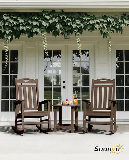 Outdoor Rocking Chair, Brown, 30-Inch High Back, 380 lb Capacity