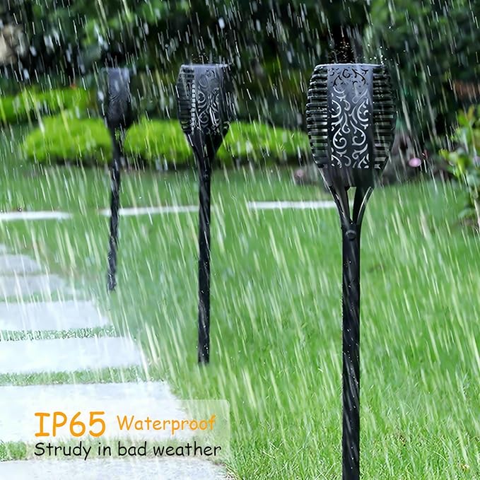 4 Pack Outdoor Solar Flame Light,Solar Lights Outdoor for Garden Decorations with Flickering Flame,IP65 Waterproof Solar Powered Yard Lights Torch Light for Lawn Patio Pathway (Green)