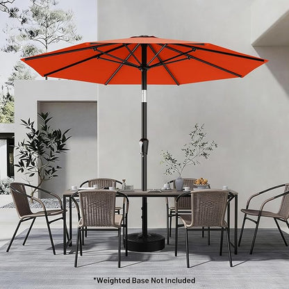AreShark 9 FT Patio Umbrella for Outdoor, Outdoor Umbrella with Push Button Tilt and Crank, Outdoor Patio Umbrellas with 8 Sturdy Ribs for Market, Garden, Deck, Backyard, Pool (Orange)