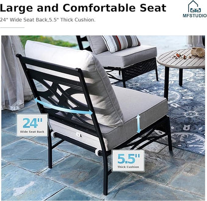 MFSTUDIO Patio Furniture Set, 10 Seats Half-Moon Curved Outdoor Sectional Sofa Conversation Set with 2 Wood-Like Round Table, Woven Rattan Patio Couch for Backyard, Garden, Deck