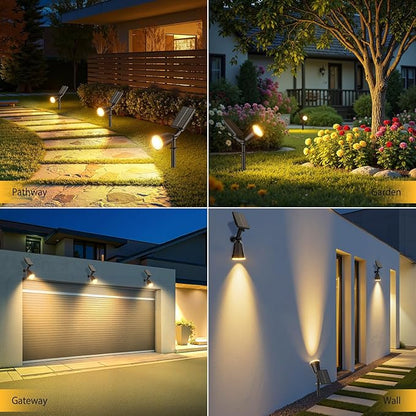 Solar Spot Lights Outdoor Waterproof: 1000LM Big Adjustable Spotlight - 2-in-1 15Hrs+ Long Lasting Spot Light - Solar Powered Spotlights Landscape Lighting for Garden, Yard, Tree, Flag, Wall, Pathway