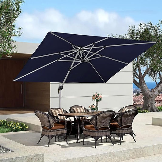 Patio Umbrella Outdoor Rectangle Umbrella Large Cantilever, 9' X 11'