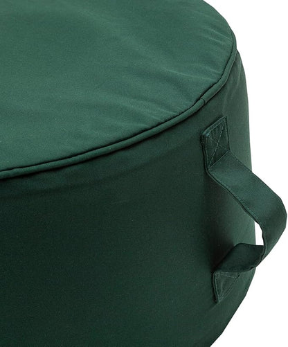 QILLOWAY Indoor/Outdoor Inflatable Stool,Round Ottoman,All Weather Foot Rest for Camping or Home,Mallard/Forest Green