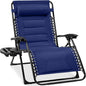 Best Choice Products Oversized Padded Zero Gravity Chair, Folding Outdoor Patio Recliner, XL Anti Gravity Lounger for Backyard w/Headrest, Cup Holder, Side Tray, Polyester Mesh - Cobalt Blue
