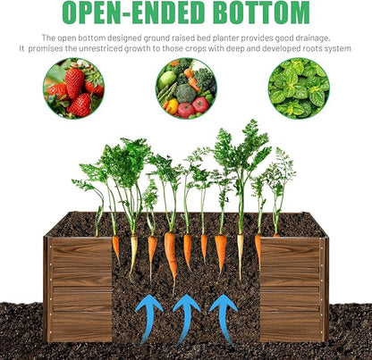 SnugNiture 2 Pcs 4x2x2FT Raised Garden Bed Galvanized Planter Garden Boxes Outdoor, Deep Root Planter Raised Bed for Vegetables Flowers Herbs,Brown