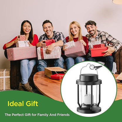 Solar Lantern Outdoor & Indoor Use – Hanging Solar Lights with Realistic Flickering Flameless Candle, Weatherproof for Gardens, Patios, Trees, and Lawns (Green, 1 Pack)