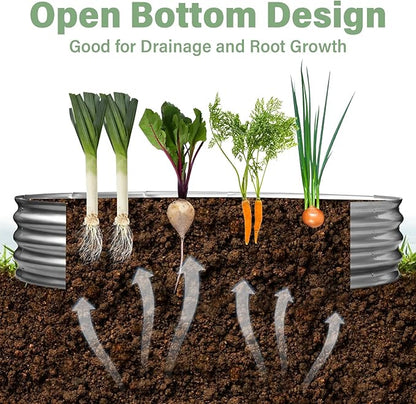 TATAANTY Galvanized Raised Garden Bed for Outdoor: 4x2x1ft Durable Metal Vegetable Plant Container Kit - Oval Planter Box for Gardening Flower Trough （2 Pack）