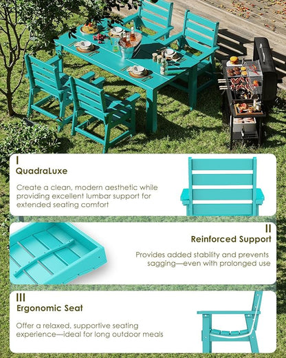 GREENVINES Outdoor Dining Chairs Set of 2 | HDPE | Patio Chair | All-Weather | Aqua