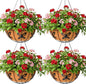 14 inch Metal Hanging Baskets For Plants Outdoor 4 Pack Round Metal Wire Hanging Basket Planter with Coco Fiber Liners Chain Round Wire Plant Holder for Garden, Patio, Deck, Porch Plants Flower Potss