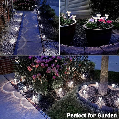 Solar Lights Outdoor Pathway Waterproof 8 Pack Cold White LED Acrylic Mushroom Decorative Garden Lights for Yard Landscape Patio Outside Decor