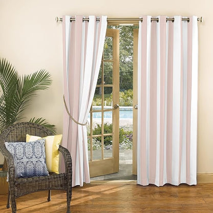 Sun Zero Valencia Cabana Stripe Indoor/Outdoor UV Protectant Energy Efficient Grommet Curtain Panel